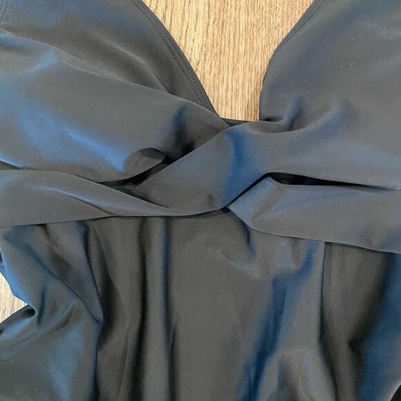 Black Halter One-Piece Swimsuit - Picture 2 of 5